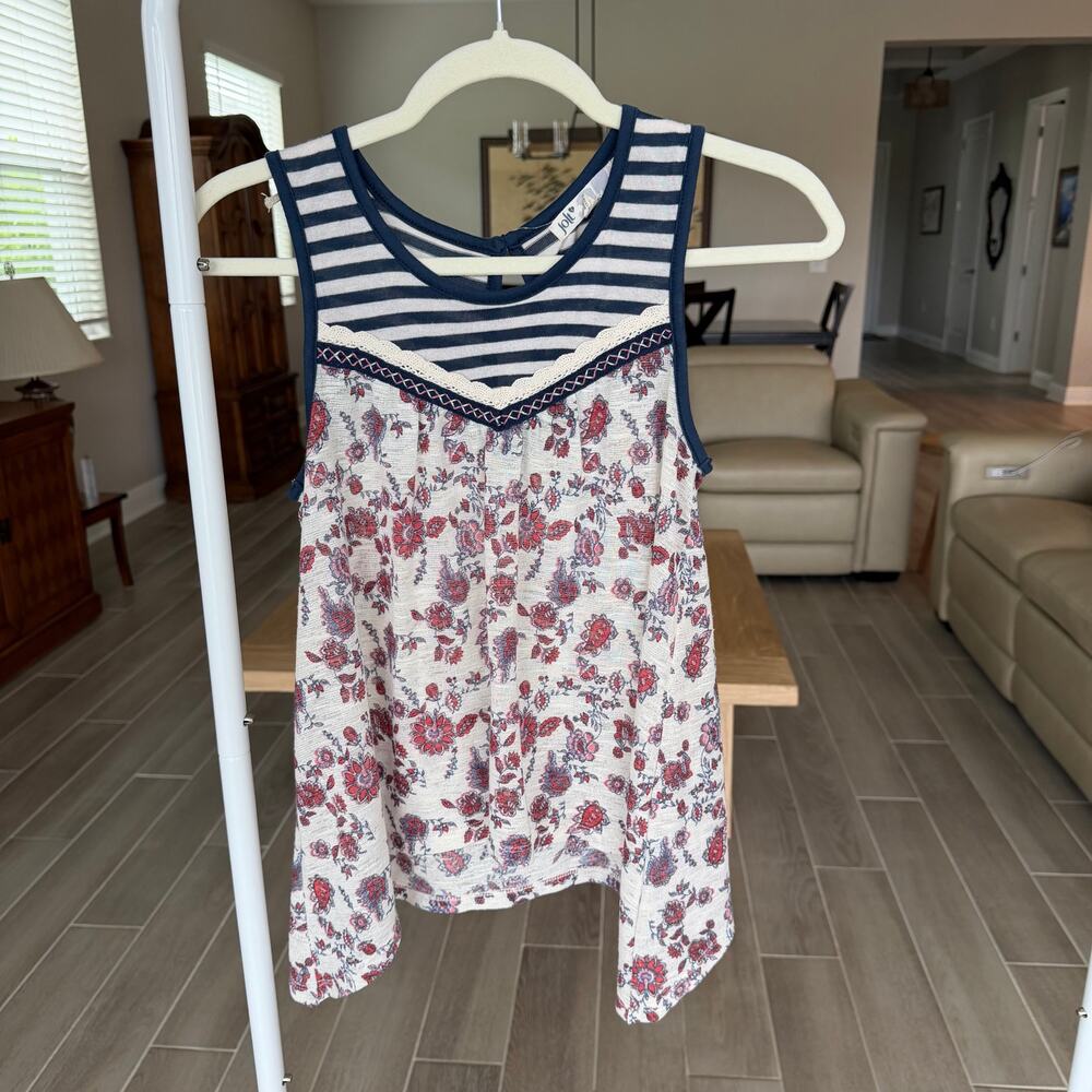 Jolt Striped Floral Boho Tank Top XS
